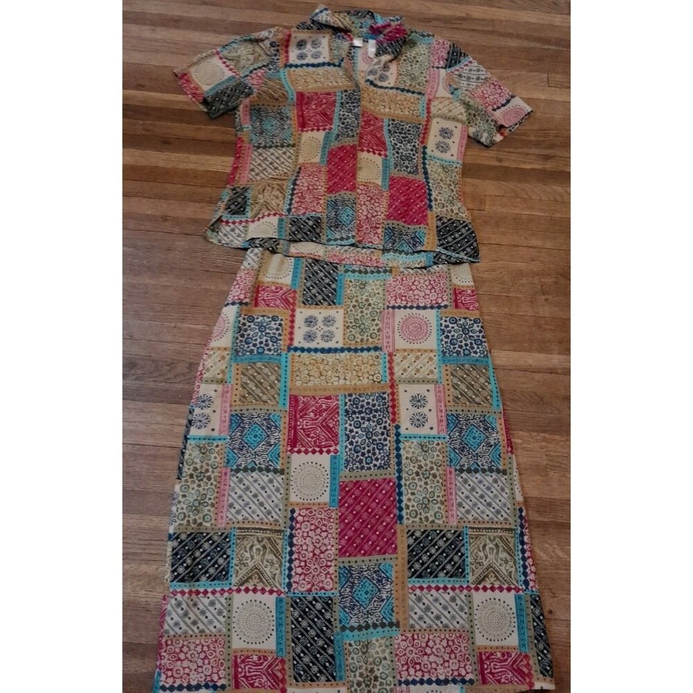 Emma James Womens Two-Piece Boho Patchwork Print … - image 1